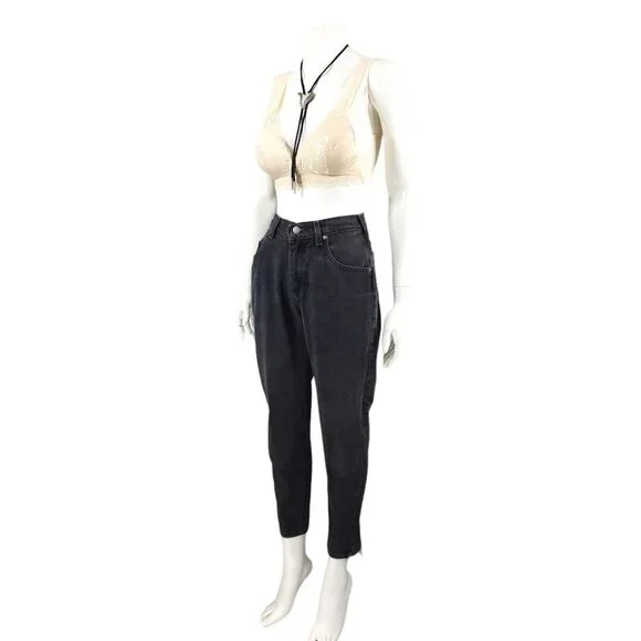 Vintage 90s Black Jean Lee Tapered Mom Jeans High Waist Retro Streetwear Basic - Picture 2 of 10